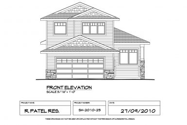 Shergill Homes - Plans for Fort McMurray / Fort Mac; 1529 sqft Two Storey Front Elevation