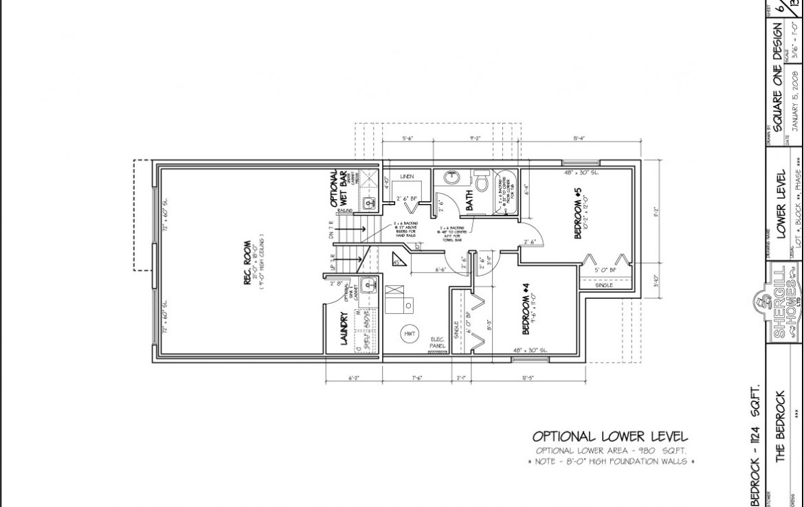 Shergill Homes - Plans for Fort McMurray / Fort Mac; ; Bedrock Bi-Level Bungalow 1124 sq. ft optional lower development
