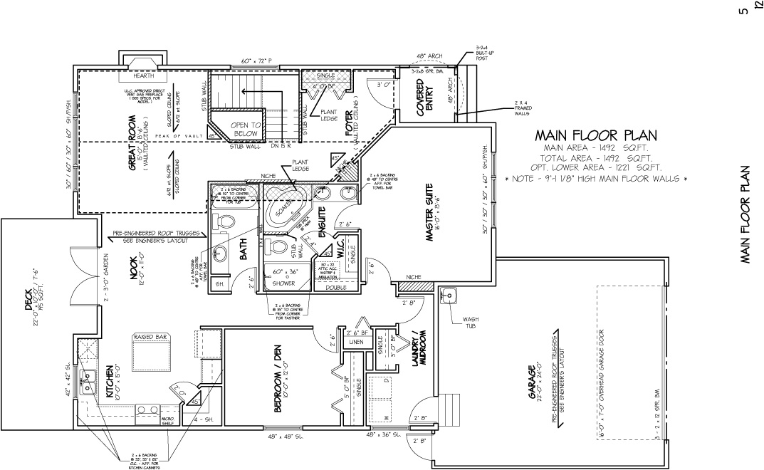 Shergill Homes - Plans for Fort McMurray / Fort Mac; Bungalow with garage 1492 sq. ft floor plan
