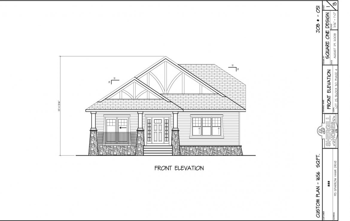 Shergill Homes - Plans for Fort McMurray / Fort Mac; Bi-level Bungalow with double car garage 1656 sq. ft front