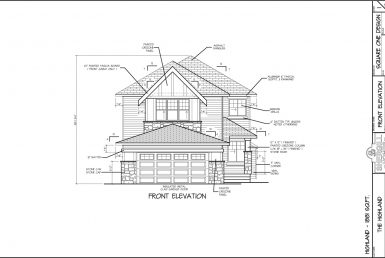 Shergill Homes - Plans for Fort McMurray / Fort Mac; The Highland - 1881 sq ft Two Storey front elevation