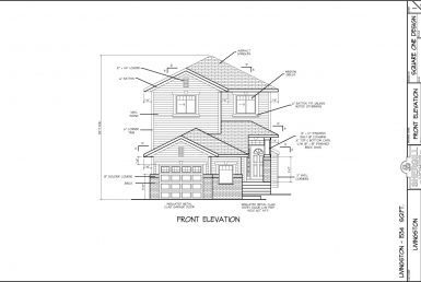 Shergill Homes - Plans for Fort McMurray / Fort Mac; The Livingston - 1534 sq ft Two Storey Front Elevation