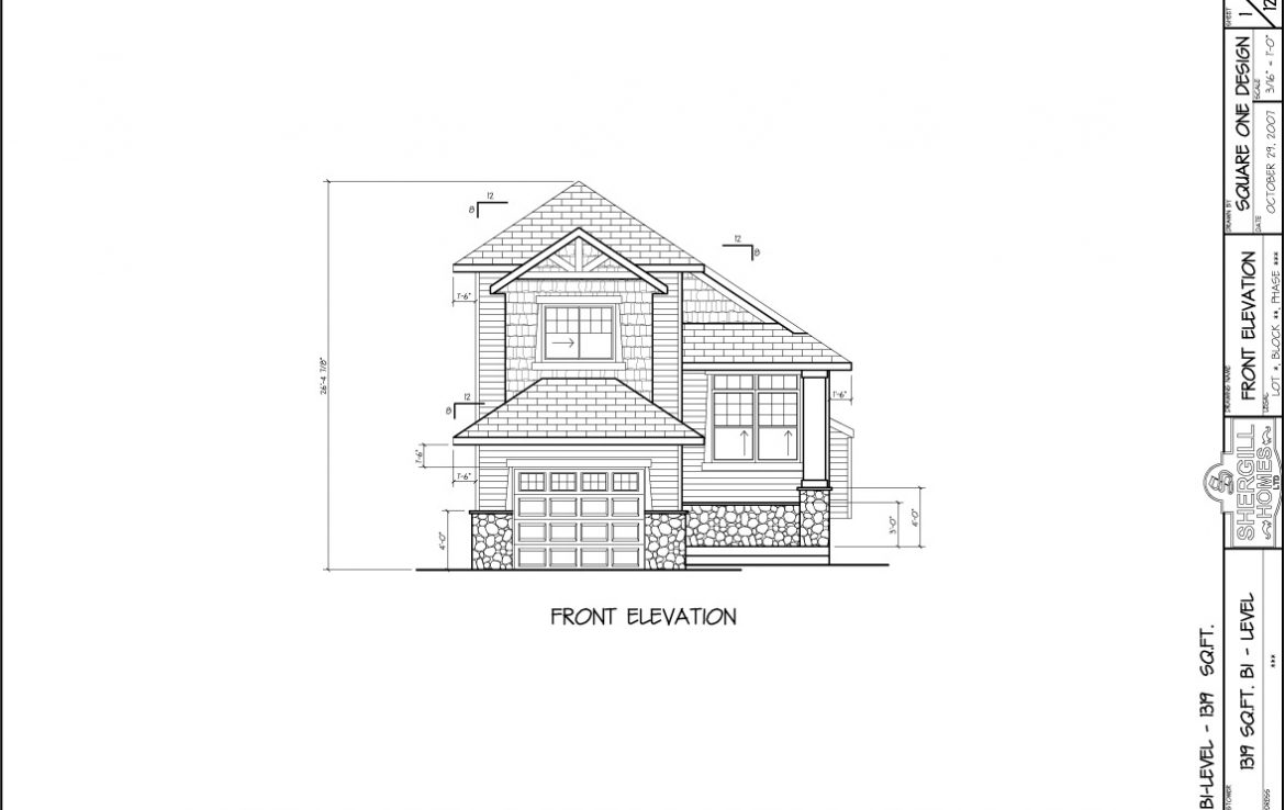 Shergill Homes - Plans for Fort McMurray / Fort Mac; The Manchester 1319 sq ft Two Storey Front Elevation