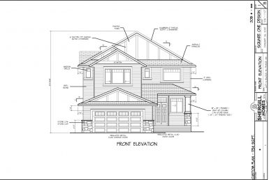 Shergill Homes - Plans for Fort McMurray / Fort Mac; Two Storey 1754 sq ft Front View