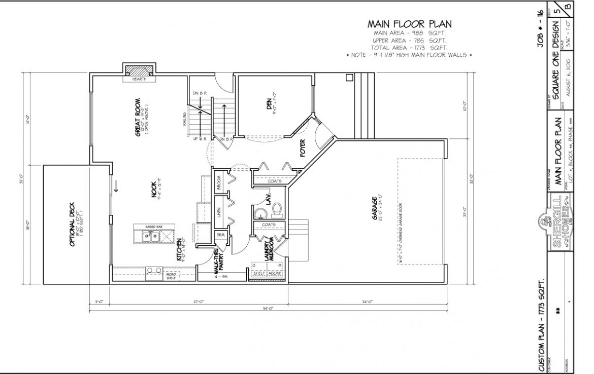 Shergill Homes - Plans for Fort McMurray / Fort Mac; Two Storey 1773 sq ft Main Floor Plan