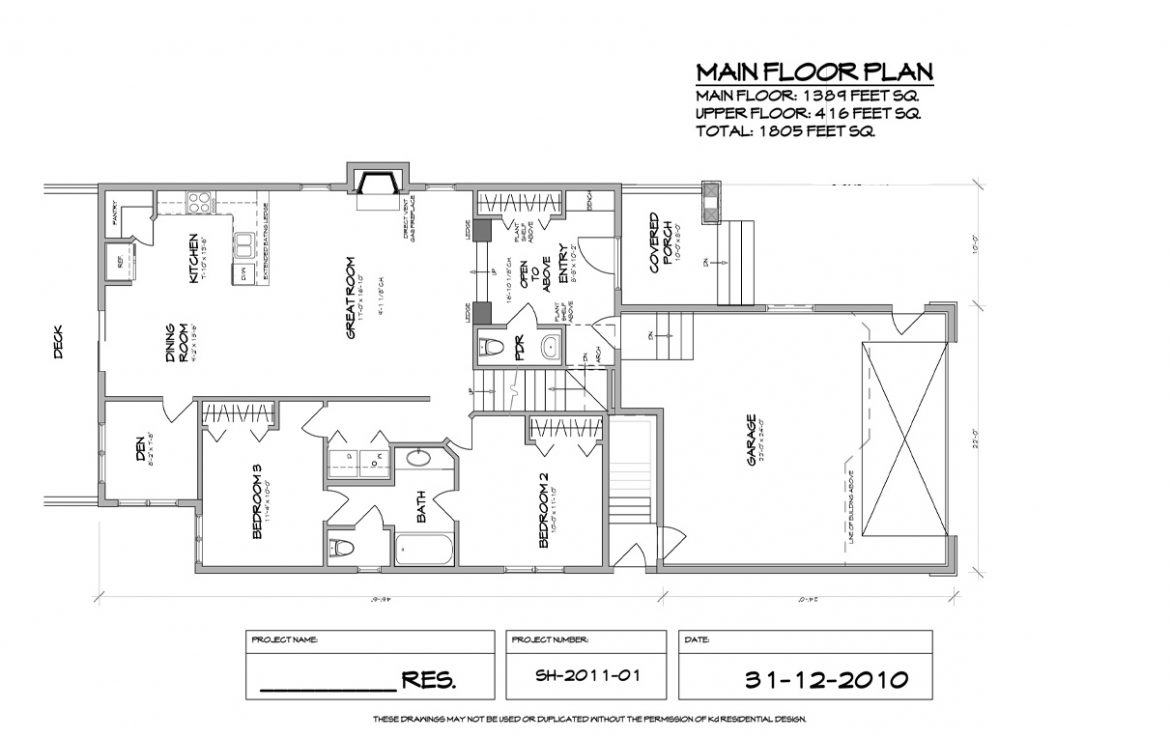 Shergill Homes - Plans for Fort McMurray / Fort Mac; Two Storey 1805 sq ft Main Floor Plan
