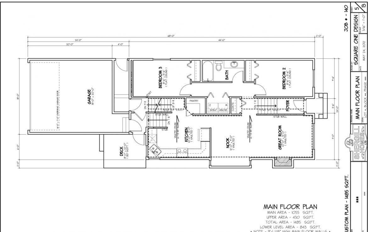 Shergill Homes - Plans for Fort McMurray / Fort Mac; Two Storey Modified Bungalow 1485 sq. ft lower floorplan